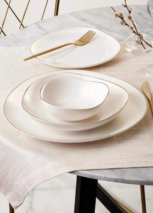 Karaca Streamline Middle Gold Dinner Set, 24 Pieces