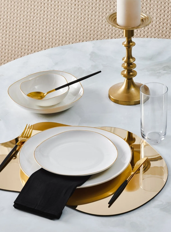 Karaca Streamline Middle Gold Dinner Set, 24 Pieces