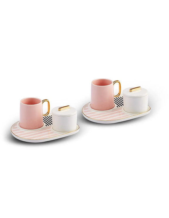 KARACA JULES PINK 80 ML 2 PERSON COFFEE CUP SET, PINK