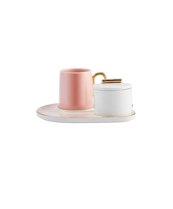 KARACA JULES PINK 80 ML 2 PERSON COFFEE CUP SET, PINK