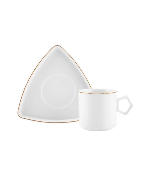 KARACA STREAMLINE GEO 6-PERSON 90 ML COFFEE CUP SET, WHITE