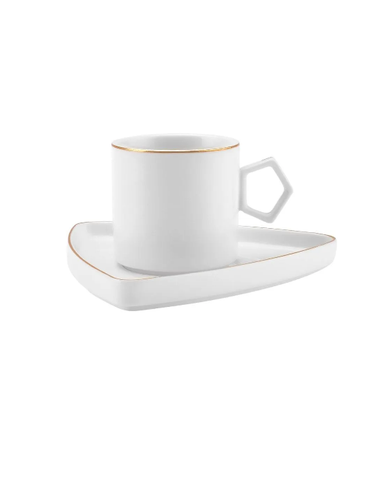 KARACA STREAMLINE GEO 6-PERSON 90 ML COFFEE CUP SET, WHITE