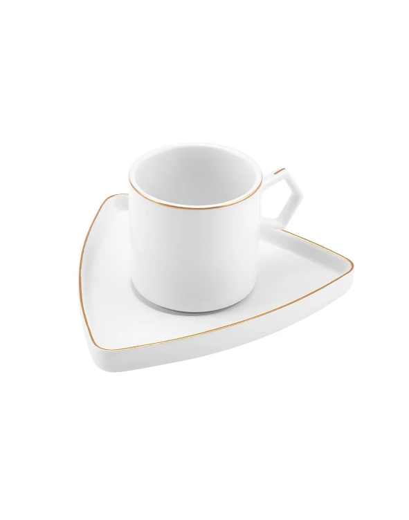 KARACA STREAMLINE GEO 6-PERSON 90 ML COFFEE CUP SET, WHITE