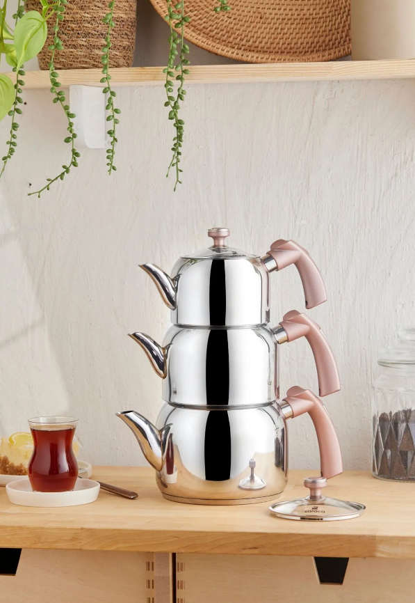 KARACA TRES 3-Piece TEA POT SET, ROSE GOLD