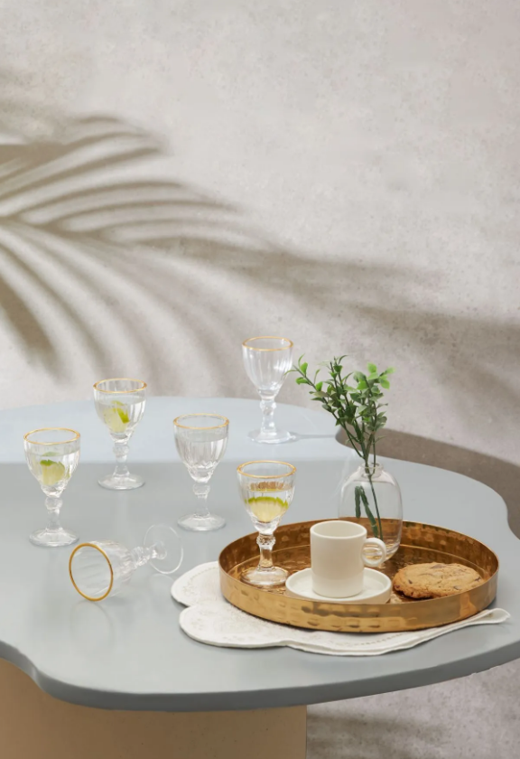 KARACA RONDA 6-PIECE COFFEE SIDE GLASS, GOLD