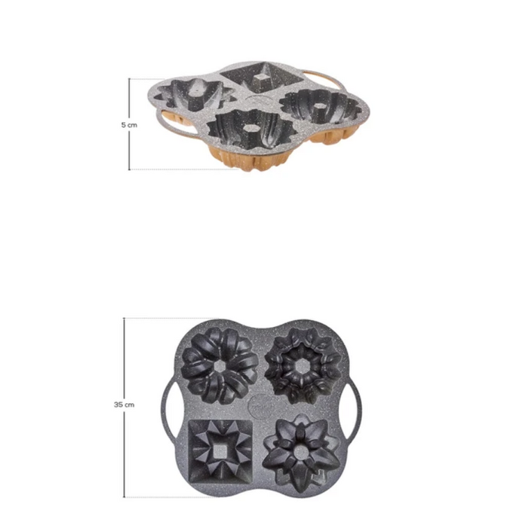 KARACA CAKE PRO 4-PIECE CAST CAKE MOLD, GOLD