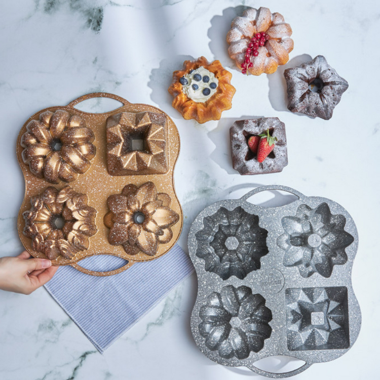 KARACA CAKE PRO 4-PIECE CAST CAKE MOLD, GOLD