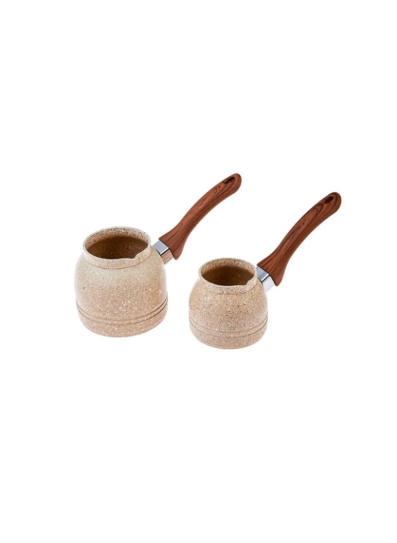 KARACA WOODSTONE 2-PIECE COFFEE POT SET, BROWN