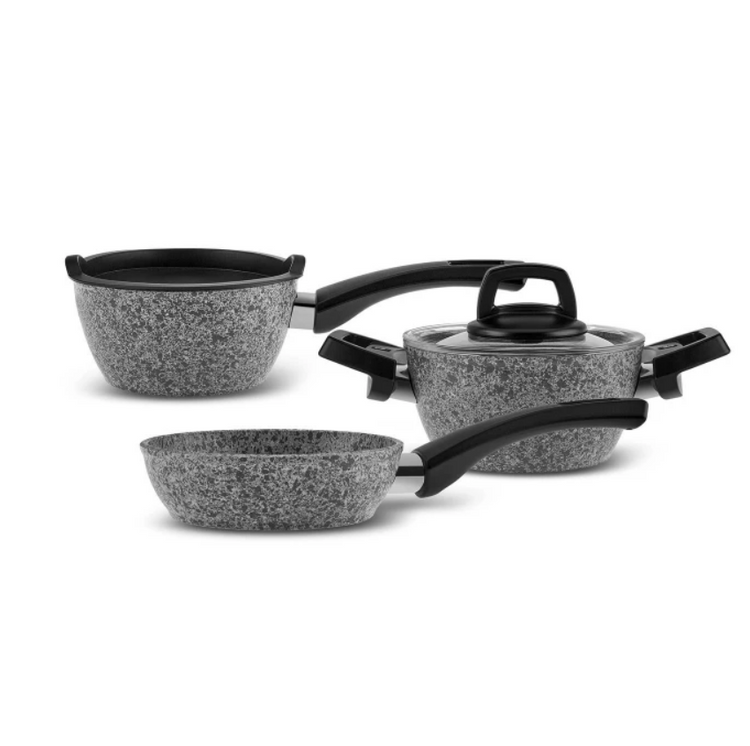 KARACA BIOGRANITE GREY STONE MINI 5-PIECE COOKWARE SET, GRAY