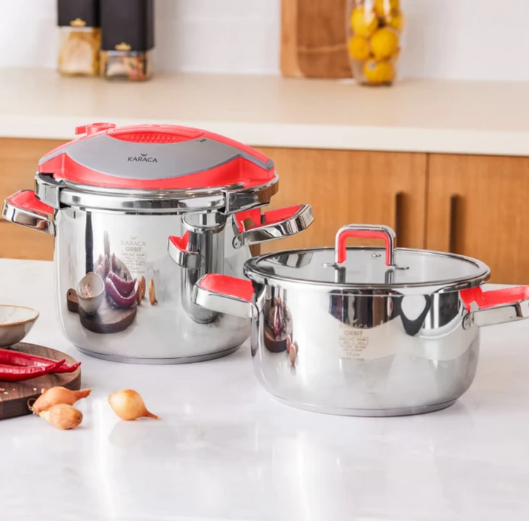 KARACA ORBIT 4+6 L PRESSURE COOKER, RED