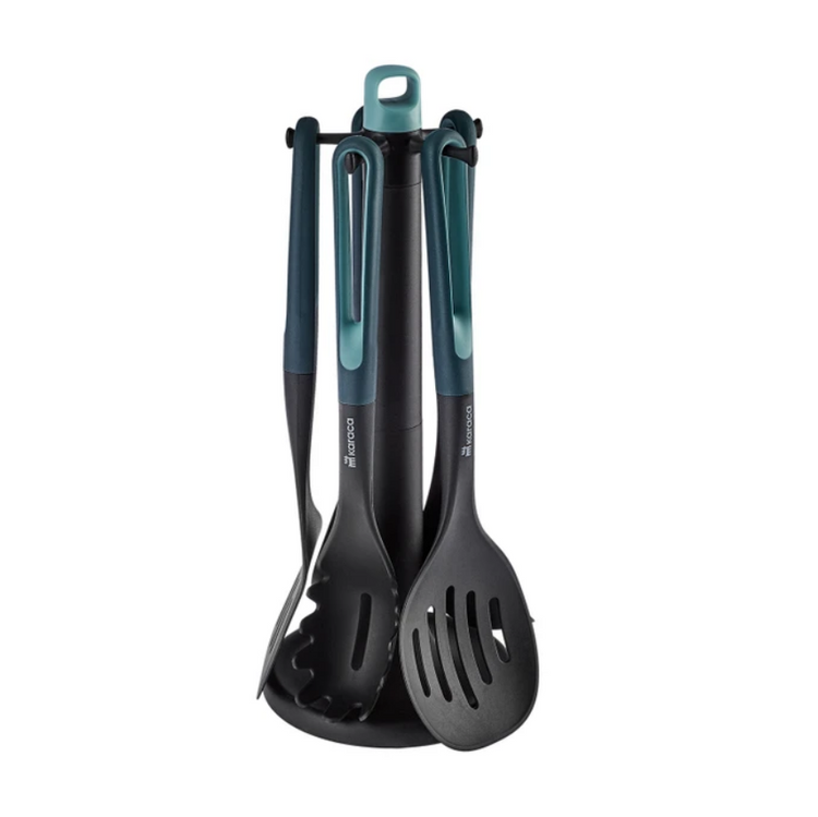KARACA MARCO 6-PIECE SERVING SET WITH STAND, GREEN