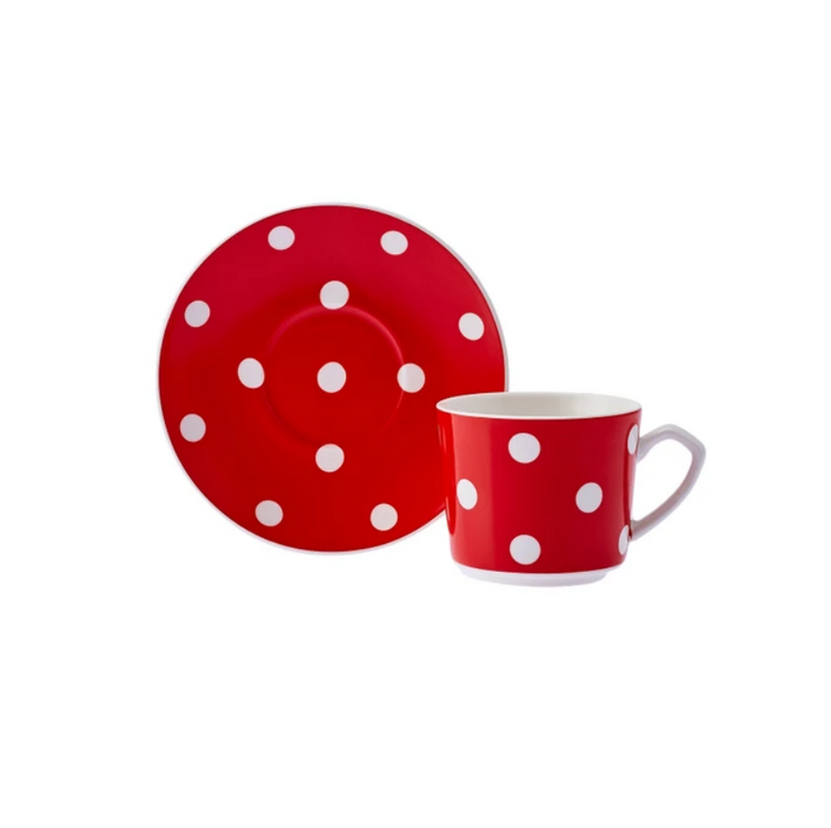 KARACA NOKTA 6-PERSON 80 ML COFFEE CUP SET, RED