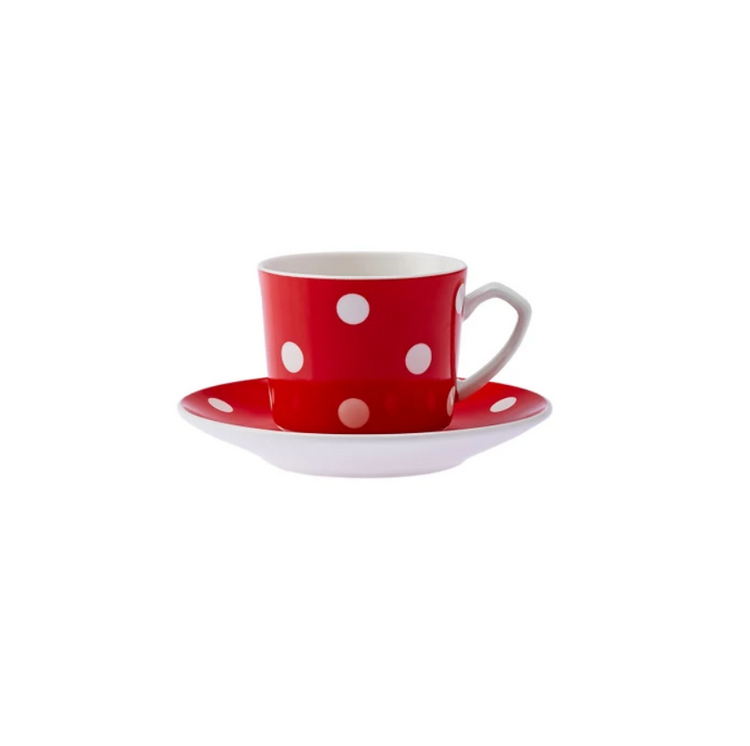 KARACA NOKTA 6-PERSON 80 ML COFFEE CUP SET, RED
