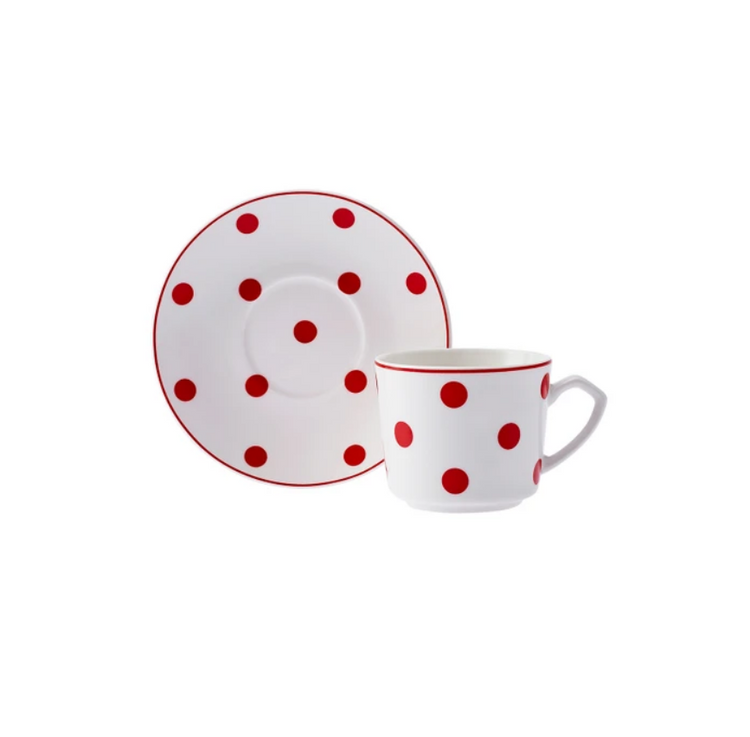 KARACA NOKTA 6-PERSON 80 ML COFFEE CUP SET, RED