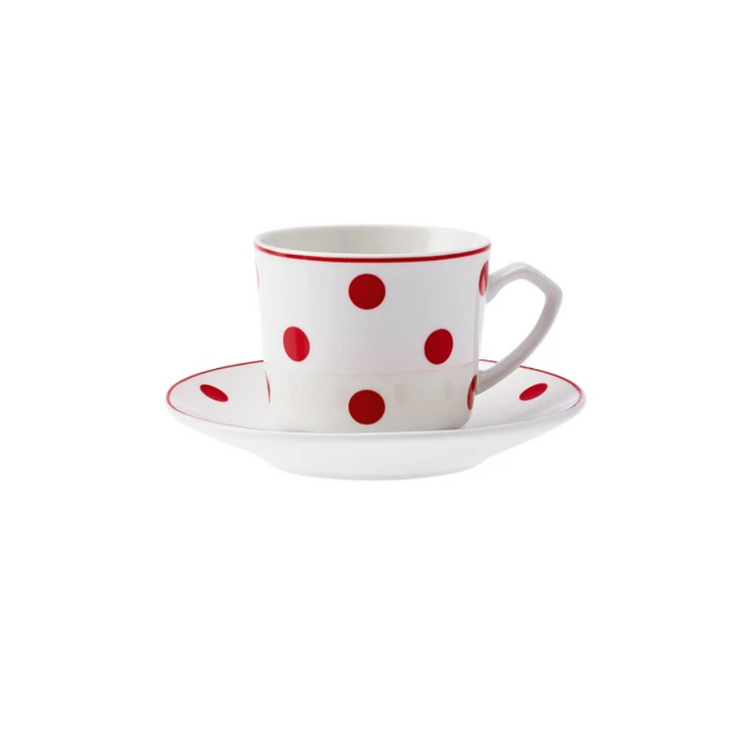 KARACA NOKTA 6-PERSON 80 ML COFFEE CUP SET, RED