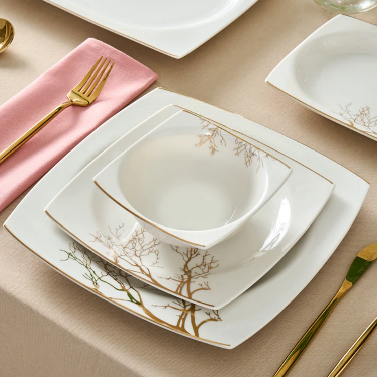 KARACA AUTUMN 60-PIECE 12-PERSON SQUARE DINNER SET