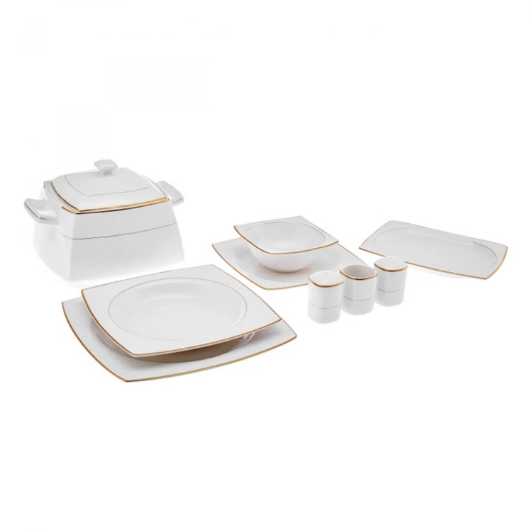 KARACA CARISS SQUARE 60-PIECE 12-PERSON DINNER SET, GOLD