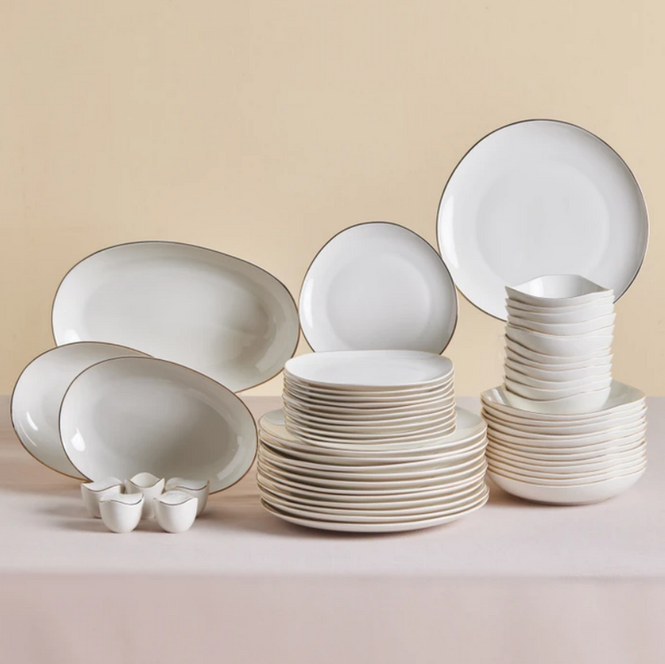 KARACA STREAMLINE MIDDLE 56-PIECE 12-PERSON DINNER SET, GOLD