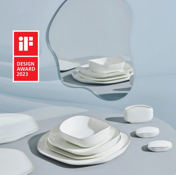 KARACA STREAMLINE PLATO 59-PIECE 12-PERSON DINNER SET, GOLD