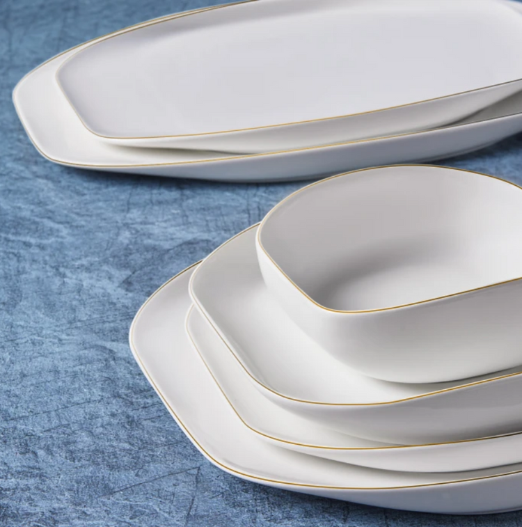KARACA STREAMLINE PLATO 59-PIECE 12-PERSON DINNER SET, GOLD
