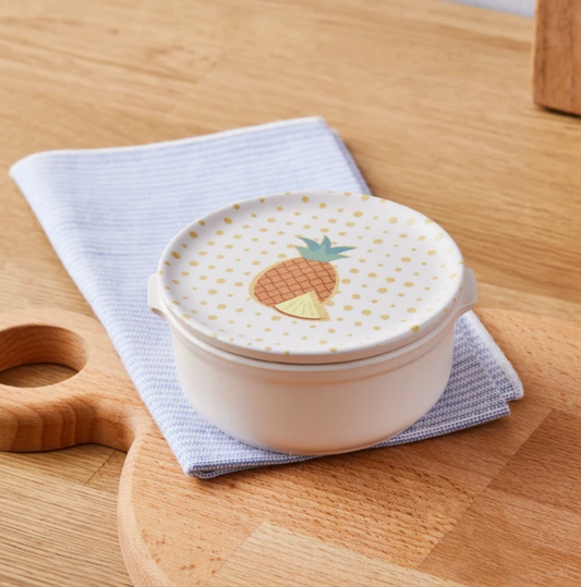 KARACA POLKA DOT PINEAPPLE BREAKFAST BOWL with LID , MULTICOLOR