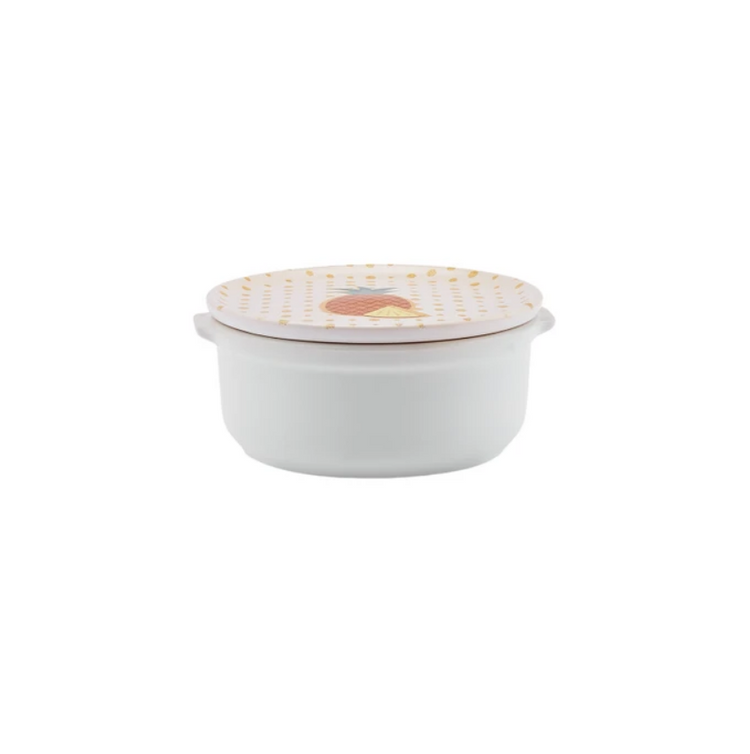 KARACA POLKA DOT PINEAPPLE BREAKFAST BOWL with LID , MULTICOLOR