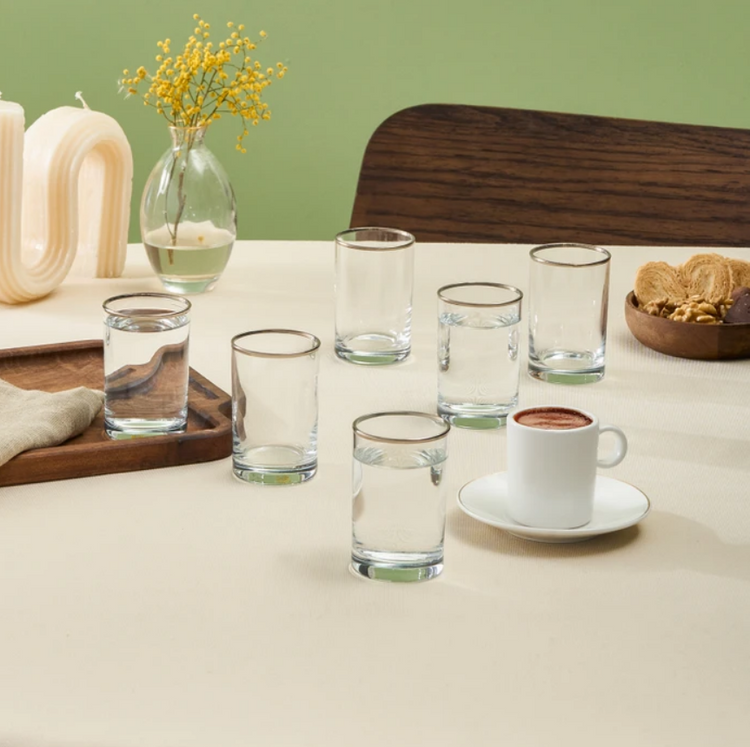 KARACA ISIL 6-PIECE COFFEE SIDE GLASS SET, PLATINUM