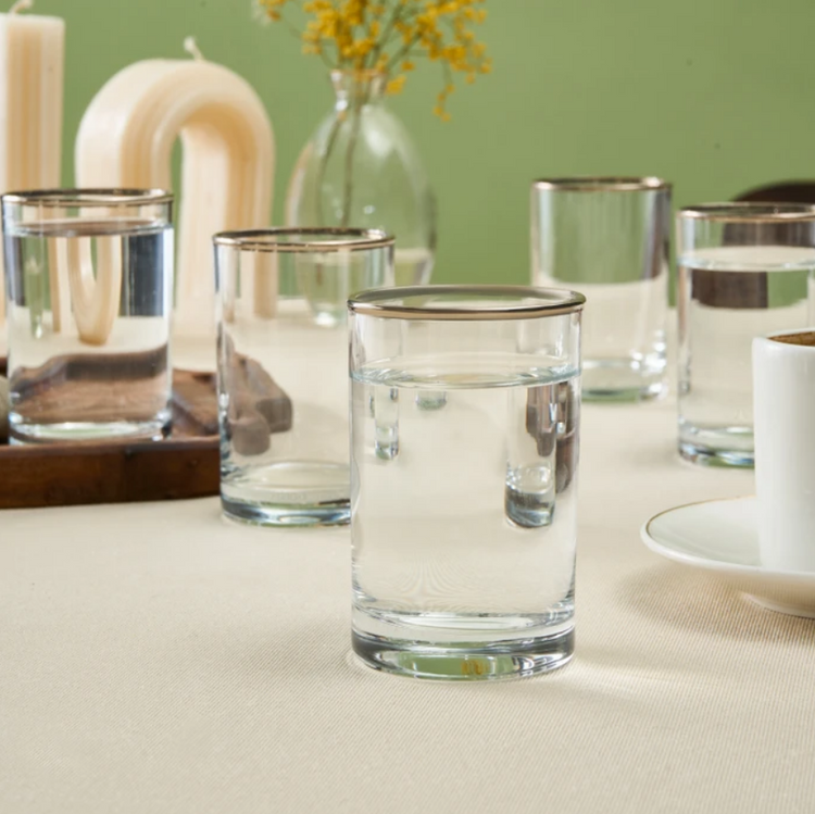 KARACA ISIL 6-PIECE COFFEE SIDE GLASS SET, PLATINUM
