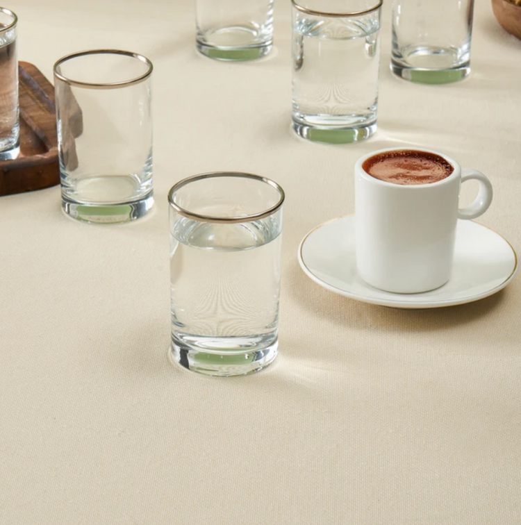 KARACA ISIL 6-PIECE COFFEE SIDE GLASS SET, PLATINUM