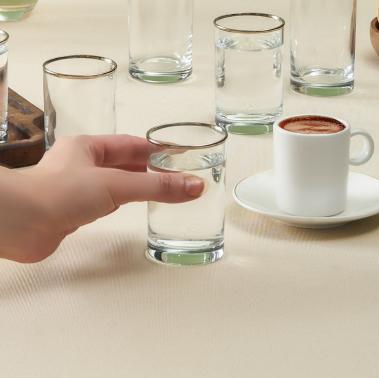 KARACA ISIL 6-PIECE COFFEE SIDE GLASS SET, PLATINUM