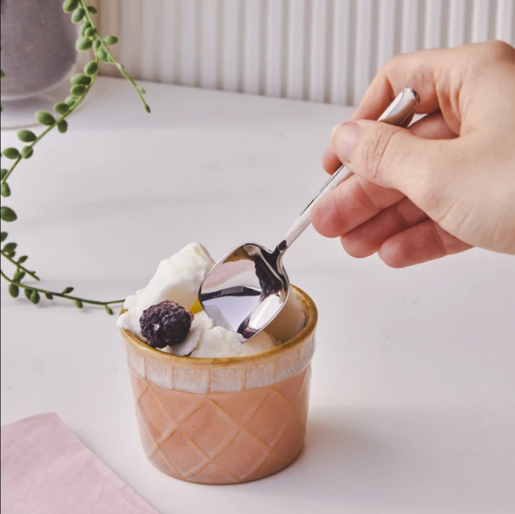 KARACA BEAD ICE CREAM SPOON, PLATINUM