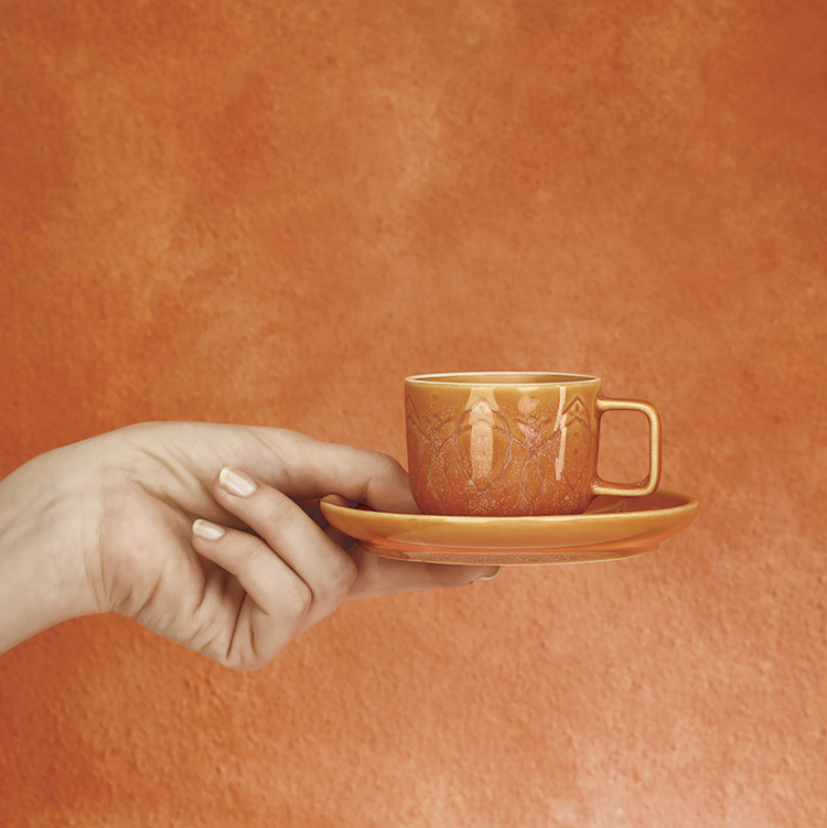 KARACA VITA ORANGE 2-PERSON TEA CUP SET