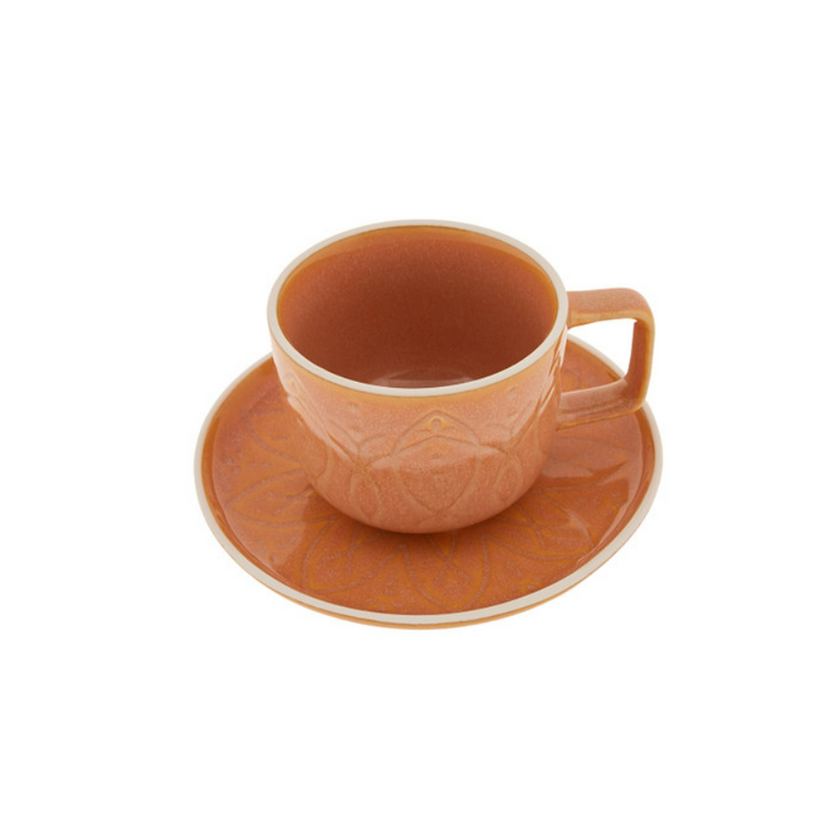 KARACA VITA ORANGE 2-PERSON TEA CUP SET