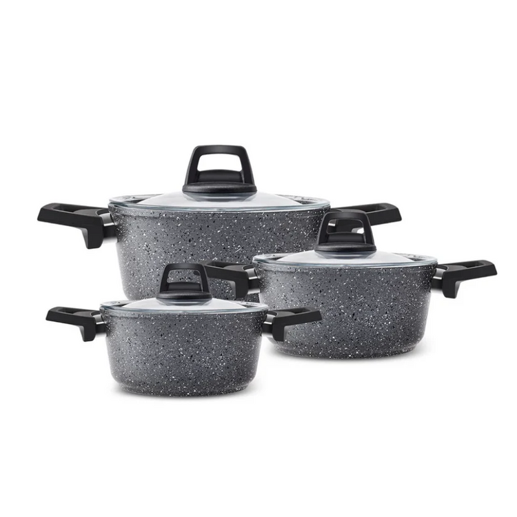 KARACA BIOGRANITE ATLAS 6-PIECE MIDI COOKWARE SET, BLACK