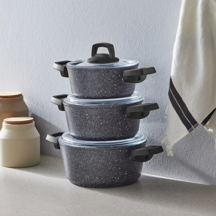 KARACA BIOGRANITE ATLAS 6-PIECE MIDI COOKWARE SET, BLACK
