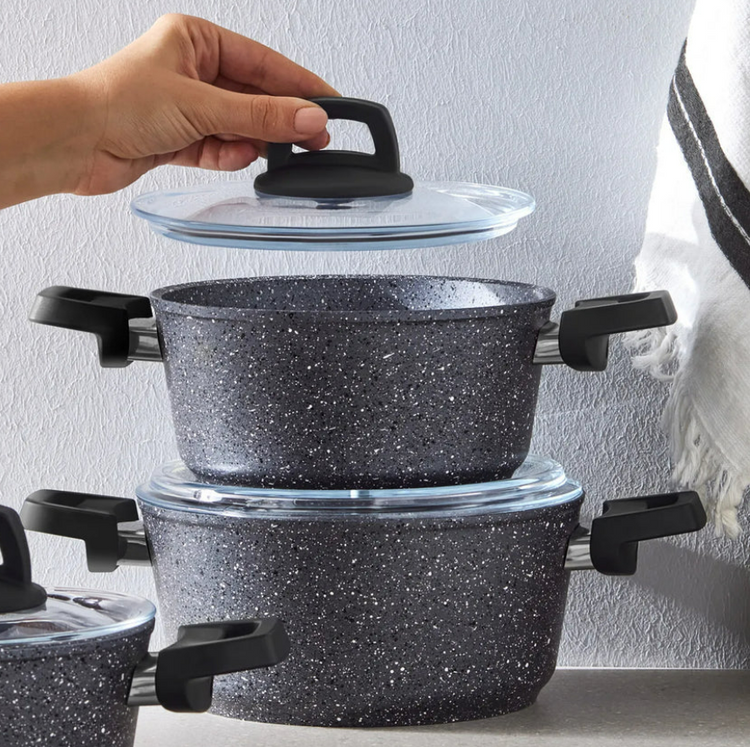 KARACA BIOGRANITE ATLAS 6-PIECE MIDI COOKWARE SET, BLACK