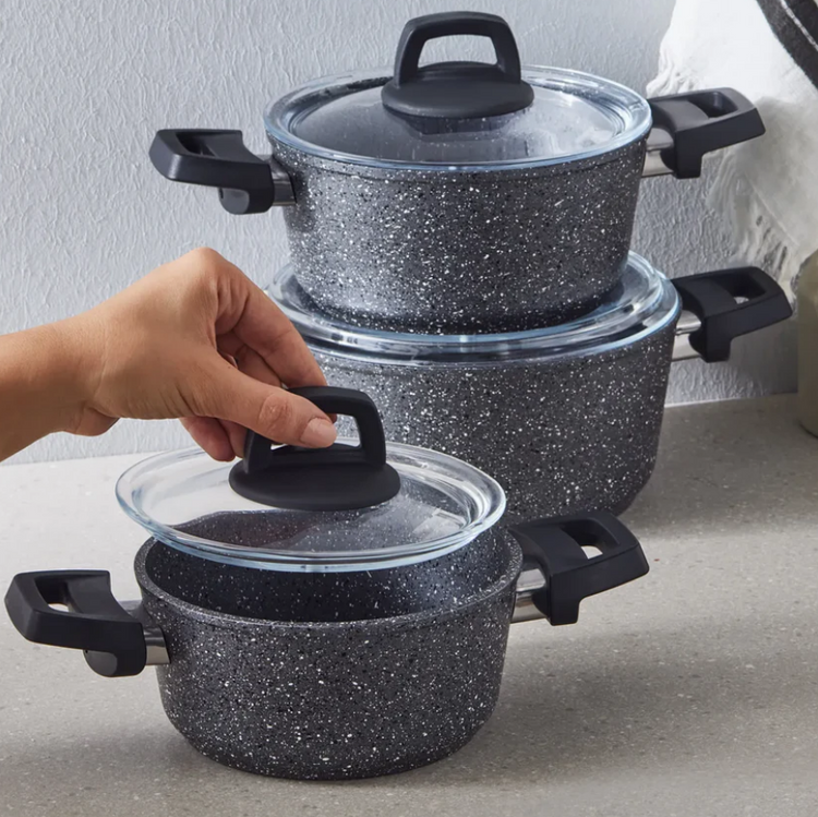 KARACA BIOGRANITE ATLAS 6-PIECE MIDI COOKWARE SET, BLACK