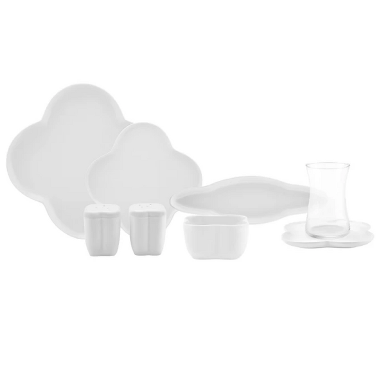KARACA CLOVER 28-PIECE BREAKFAST SET, WHITE