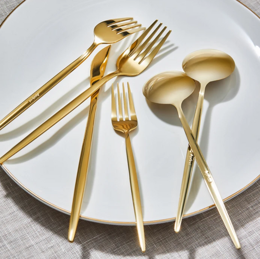 APRICOT FARO 24-PIECE CUTLERY SET WITH BOX, SHINY GOLD