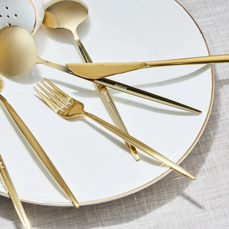 APRICOT FARO 24-PIECE CUTLERY SET WITH BOX, SHINY GOLD