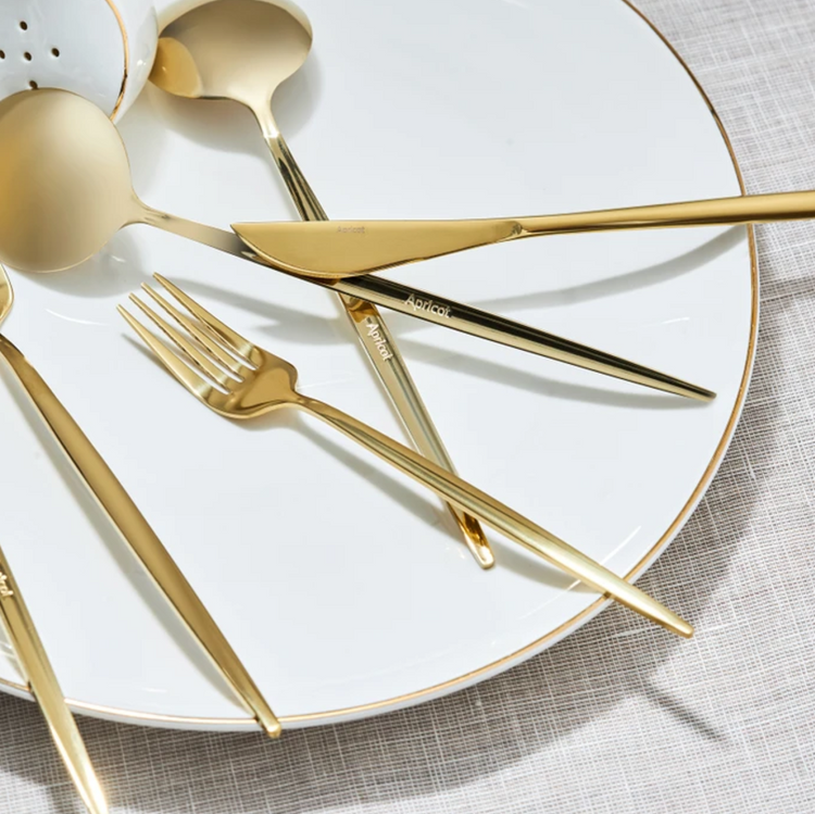 APRICOT FARO 24-PIECE CUTLERY SET WITH BOX, SHINY GOLD