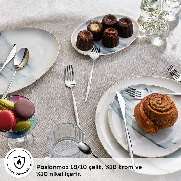 KARACA LIZBON PLATINUM 60-PIECE CUTLERY SET FOR 12 PEOPLE