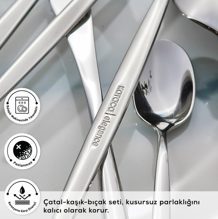 KARACA LIZBON PLATINUM 60-PIECE CUTLERY SET FOR 12 PEOPLE
