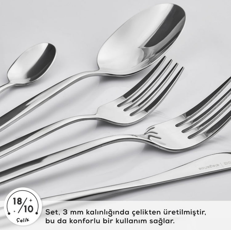 KARACA LIZBON PLATINUM 60-PIECE CUTLERY SET FOR 12 PEOPLE