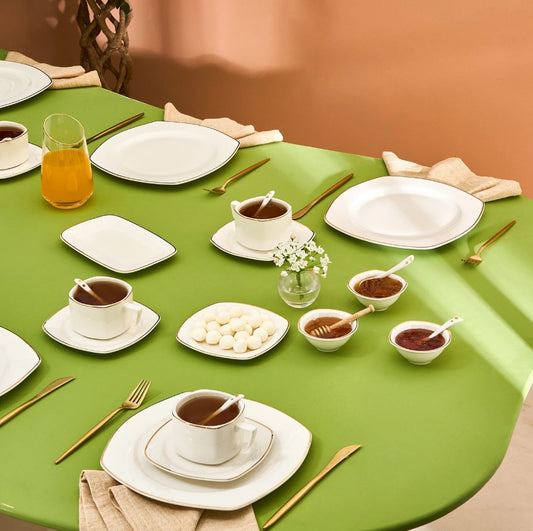 KARACA ELEGANCE BONE NICOLA 32-PIECE BREAKFAST SET FOR 6 PEOPLE GOLD