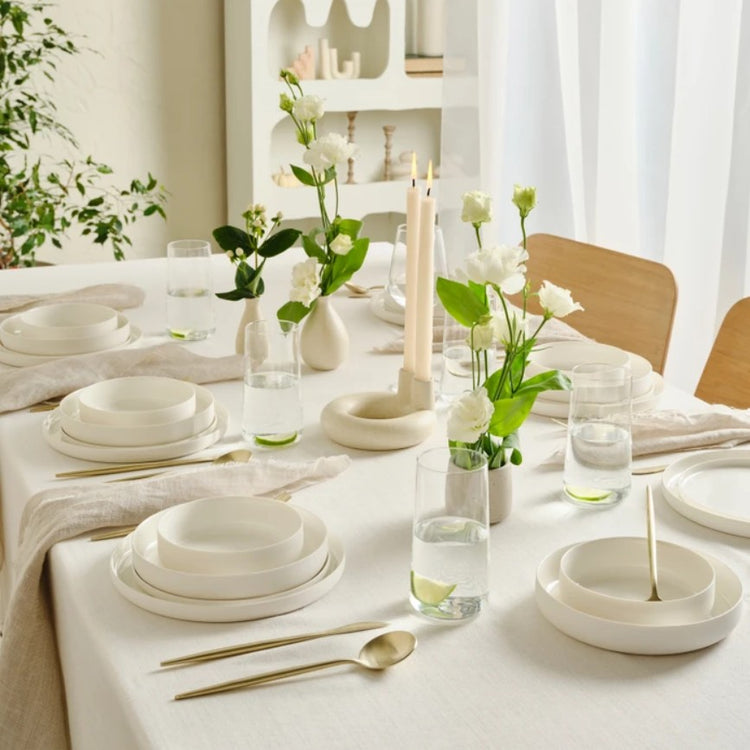 KARACA EARTH COLLECTION FINESSE 24-PIECE DINNER SET FOR 6 PEOPLE, WHITE