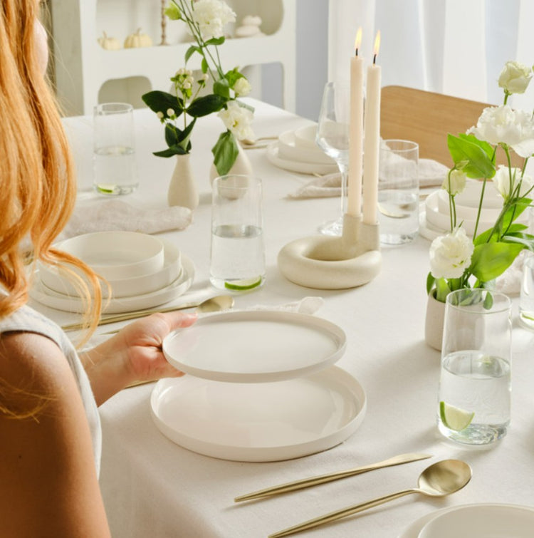 KARACA EARTH COLLECTION FINESSE 24-PIECE DINNER SET FOR 6 PEOPLE, WHITE
