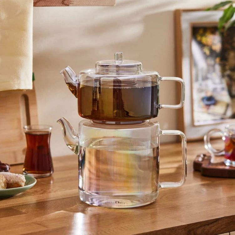 KARACA FLAT BOROSILICATE GLASS MIDI TEAPOT LUSTER