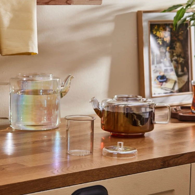 KARACA FLAT BOROSILICATE GLASS MIDI TEAPOT LUSTER
