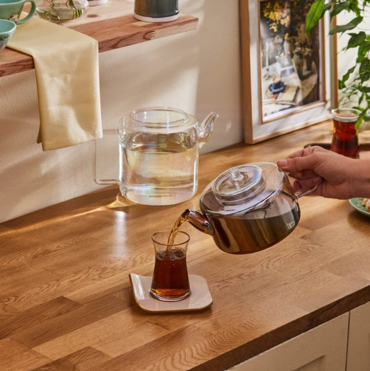 KARACA FLAT BOROSILICATE GLASS MIDI TEAPOT LUSTER